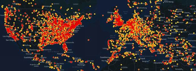 American fez um mapa mundial da detecção de OVNIs