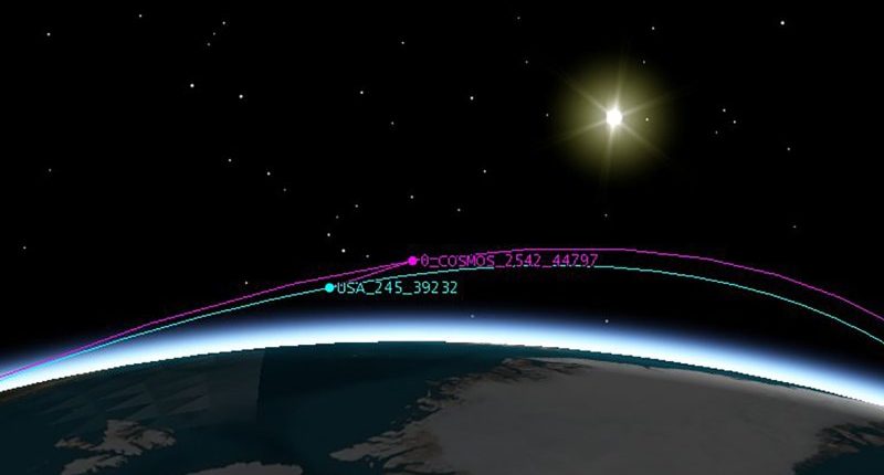 Duas espaçonaves russas perseguem um satélite espião americano 