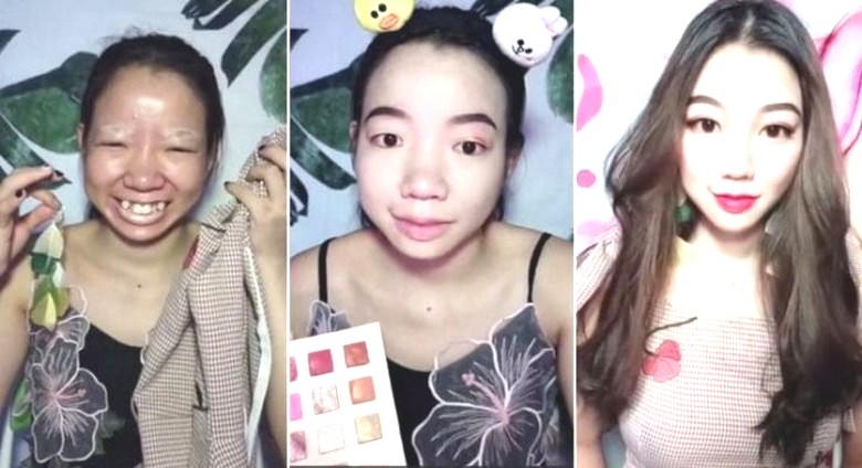 A chinesa demonstrou que milagres podem ser feitos com maquiagem