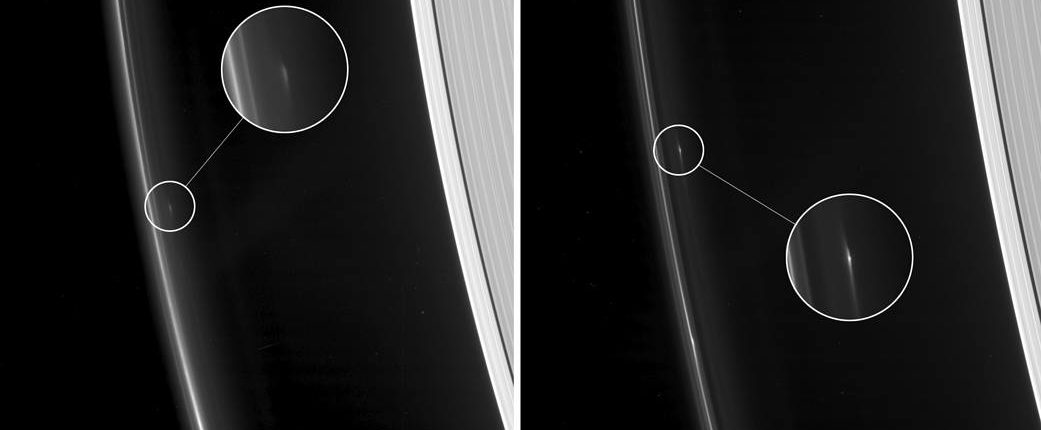 A nave espacial Cassini detecta corpos espaciais no anel F de Saturno 