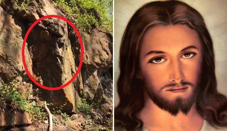 A imagem de Cristo foi notada em uma rocha na floresta