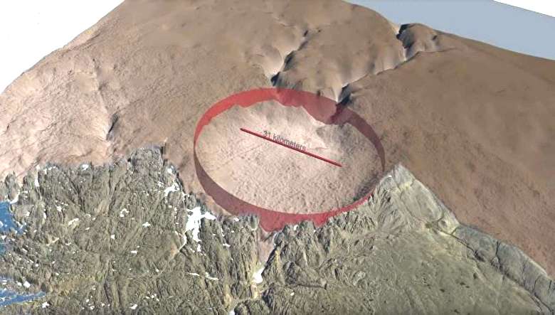 Sob o gelo da Groenlândia, há uma enorme cratera deixada por um meteorito