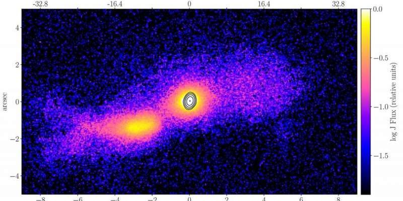 A primeira fotografia do mundo de um jato resultante de uma colisão de galáxias é tirada 