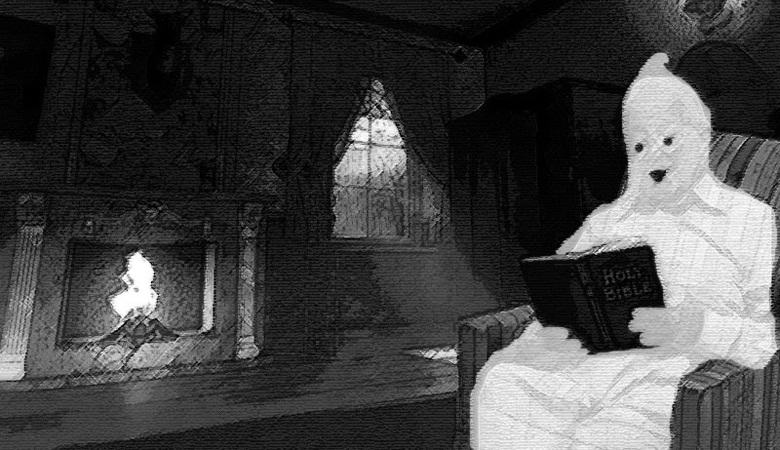 Um fantasma estava lendo a Bíblia em um antigo pub inglês.