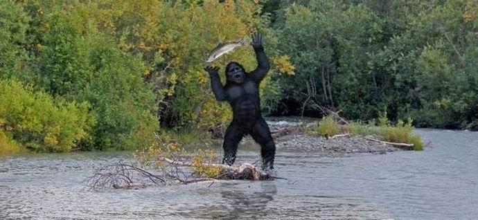 O pescador filmou um pé grande em um vídeo