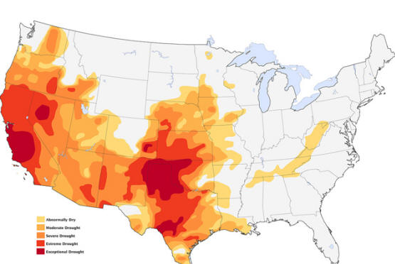 A distribuição da secura nos Estados Unidos - como um incêndio