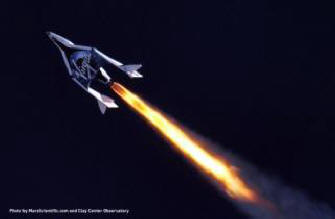 O navio suborbital deu partida no motor