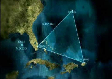 Mapa com o triângulo das Bermudas