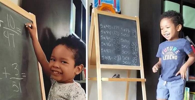 O menino prodígio de três anos resolve facilmente os problemas de matemática do ensino médio