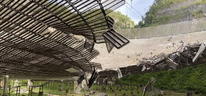 Lendário telescópio de Arecibo tem outro corte de cabo, os cientistas se preocupam 