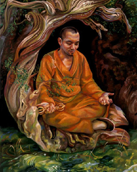 Kukai-meditando-a-sua-morte-no-Monte-Koya