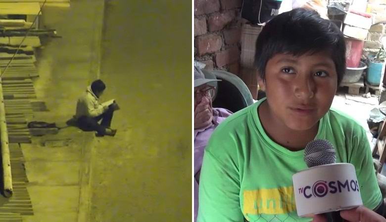 Um vídeo de um garoto peruano fazendo lição de casa sob um poste de luz tocou a web